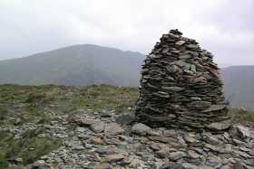 High Spy summit cairn - the weather closes in on Dale Head