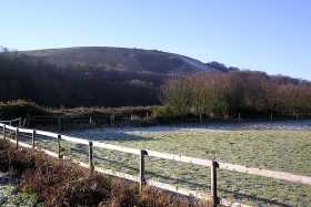 Approaching Wolstonbury hill on a frosty morning