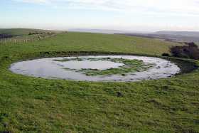 A dew pond near the top of Ditchling Beacon