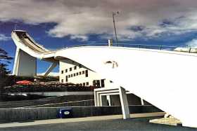 The iconic Holmenkollen ski jump, high in the hills above Oslo