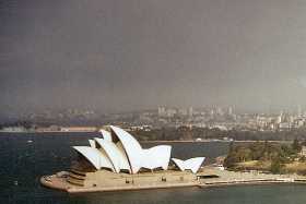 A storm sweeps over the Sydney Opera House