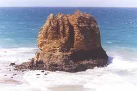 A solitary sea stack