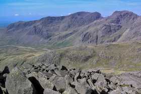 A closeup of Scafell and Scafell Pike