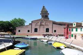 The church of San Martino and its precariously leaning tower, on the Venetian island of Burano